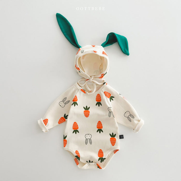 OOTTBEBE Bunny Ear Bonnet & Bodysuit Set