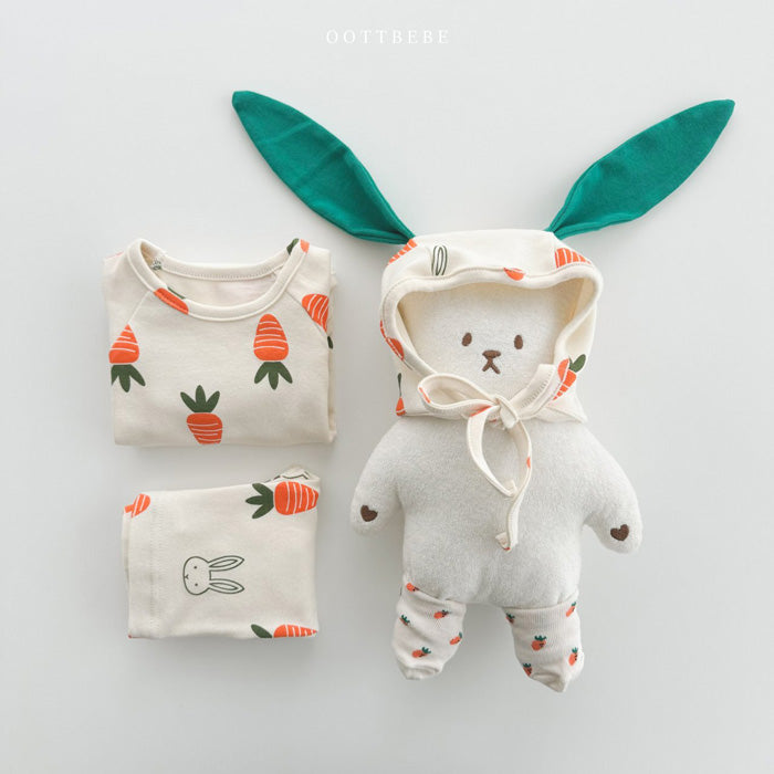 OOTTBEBE Bunny Ear Bonnet & Bodysuit Set